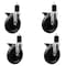 Service Caster 5'' Phenolic Swivel 1-3/4'' Expanding Stem Caster Set with Brake, 4PK SCC-EX20S615-PHR-PLB-134-4 - alternate 1